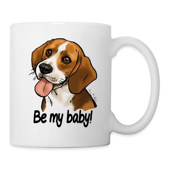 Chien beagle "Be my baby" (texte noir) - Mug blanc - blanc - Droite