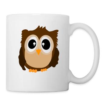 Hibou Oiseau Mouches Mignon Gentil - Mug blanc - blanc - Droite