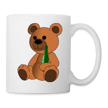 Teddy Bär mit Bierflasche - Tasse - Weiß - Rechts