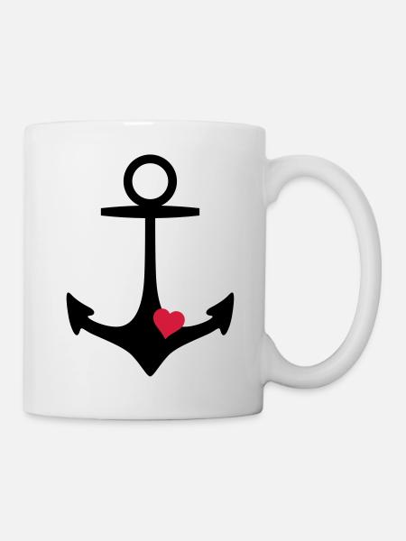 Anker und Herz - Tasse - Weiß