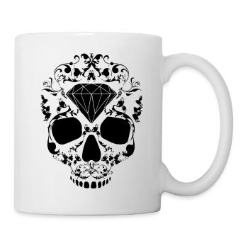 Skull Skullhead Floral Diamond Hipster Swag Black - Tasse - Weiß - Rechts
