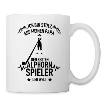 Ich bin Stolz auf meinen Papa den Alphornspieler - Tasse - Weiß - Rechts