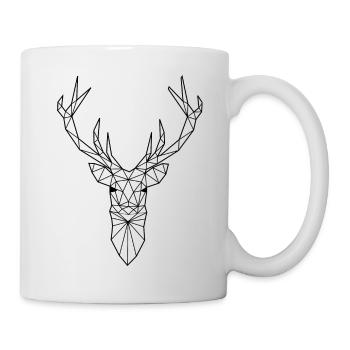 Kunst Hirsch-Bock geometrisch mit großem Geweih - Tasse - Weiß - Rechts
