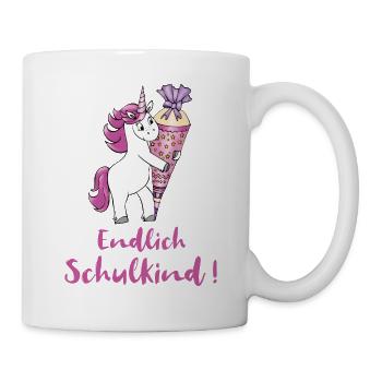 Licorne avec sac à sucre Inscription à l’école Retour à l’école - Mug blanc - blanc - Droite