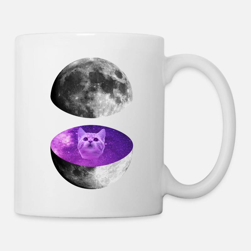 Galaxy Moon Cat - Tasse - Weiß