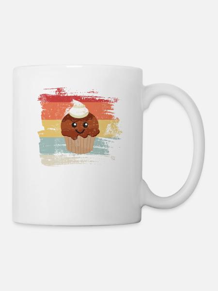Muffin Vintage Cake Chocolate Food Sweet Gift - Mug - white