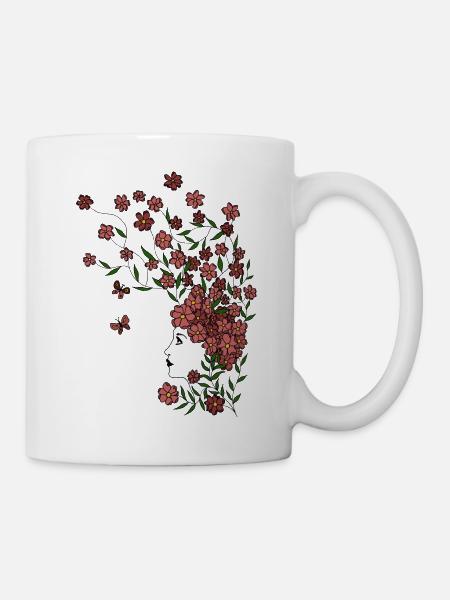 Fille de fleur - Mug blanc - blanc