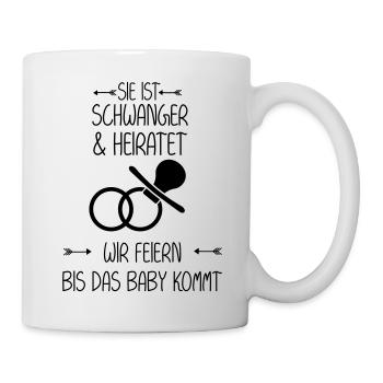 Schwanger JGA Junggesellinnenabschied Braut Heirat - Tasse - Weiß - Rechts