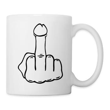 Mittelfinger Penis - Tasse - Weiß - Rechts