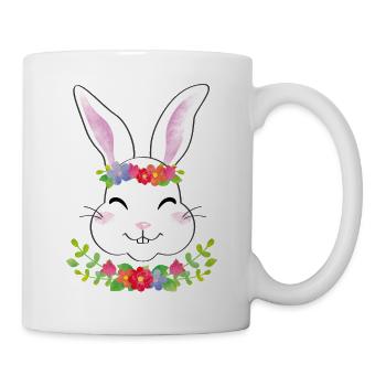 Häschen mit Blumenkranz - Tasse - Weiß - Rechts