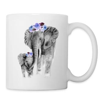 Mutter und Tochter Elefant - Tasse - Weiß - Rechts