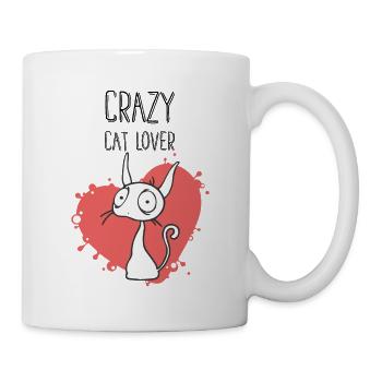 Funny cat with the saying: CRAZY CAT LOVER - Mug - white - Right