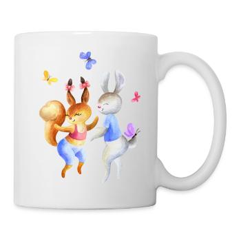 Tanzende Häschen und Schmetterlinge für Kids - Tasse - Weiß - Rechts