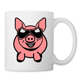Lunette sympathique drôle de cochon - Mug blanc - blanc - Droite