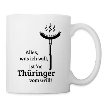 Eine Thüringer vom Grill! (old / 1C) - Tasse - Weiß - Rechts