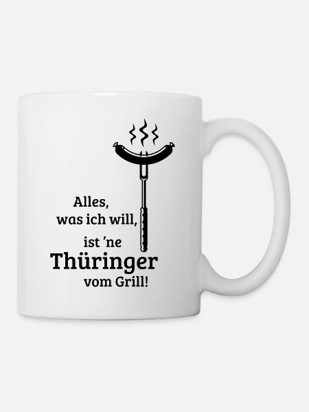 Eine Thüringer vom Grill! (old / 1C) - Tasse - Weiß