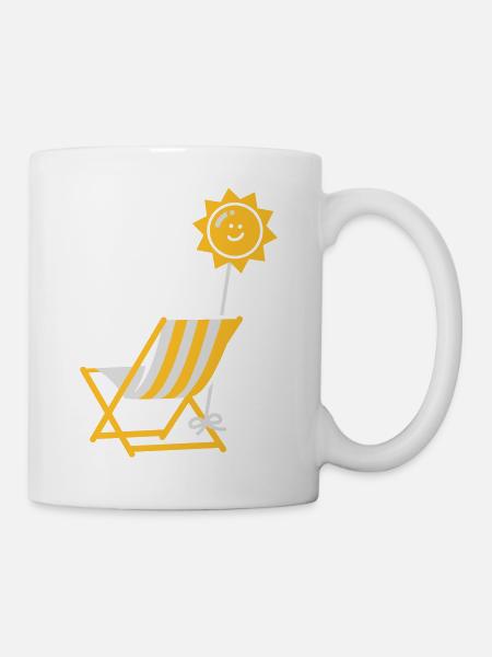 Liegestuhl - Sonne - chillen - Sommer - Urlaub -2C - Tasse - Weiß