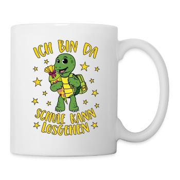 Schildkröte Spruch Ich bin da Schule kann losgehen - Tasse - Weiß - Rechts