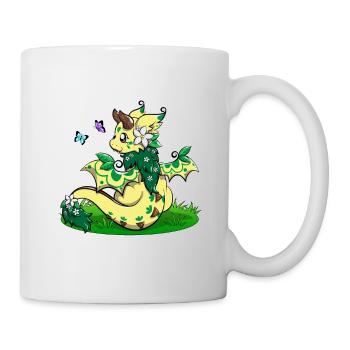Flora der Frühlingsdrache mit Schmetterlingen - Tasse - Weiß - Rechts