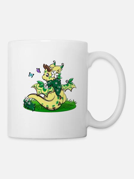 Flora the Spring Dragon with Butterflies - Mug - white