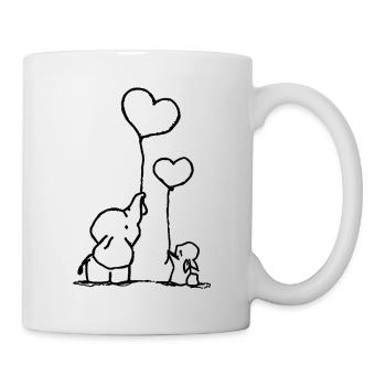 Süss Elenfant und Hase - Tasse - Weiß - Rechts