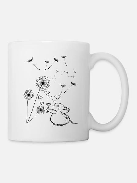 Süßes Mäuschen mit Pusteblume - Tasse - Weiß