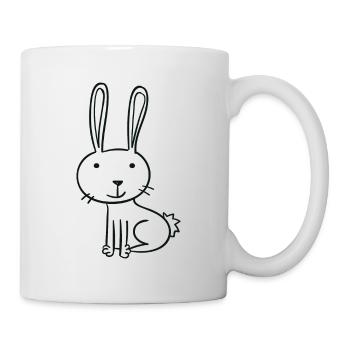 gezeichneter Hase - Tasse - Weiß - Rechts