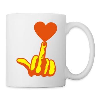 fuck love heart heart loves love finger - Mug - white - Right