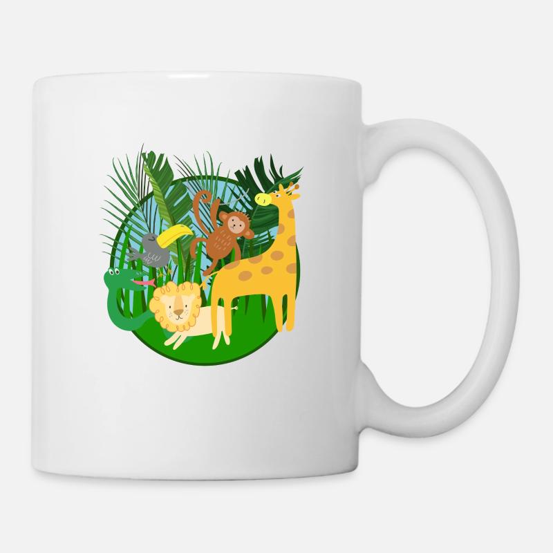 Funny cartoon jungle animals - Mug - white