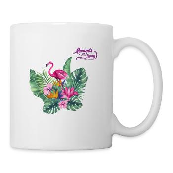 Pink Flamingo with Flowers Summer Design Germany - Mug blanc - blanc - Droite