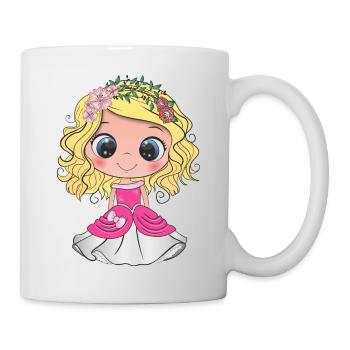 Princesse blonde aux yeux bleus et une robe rose - Mug blanc - blanc - Droite