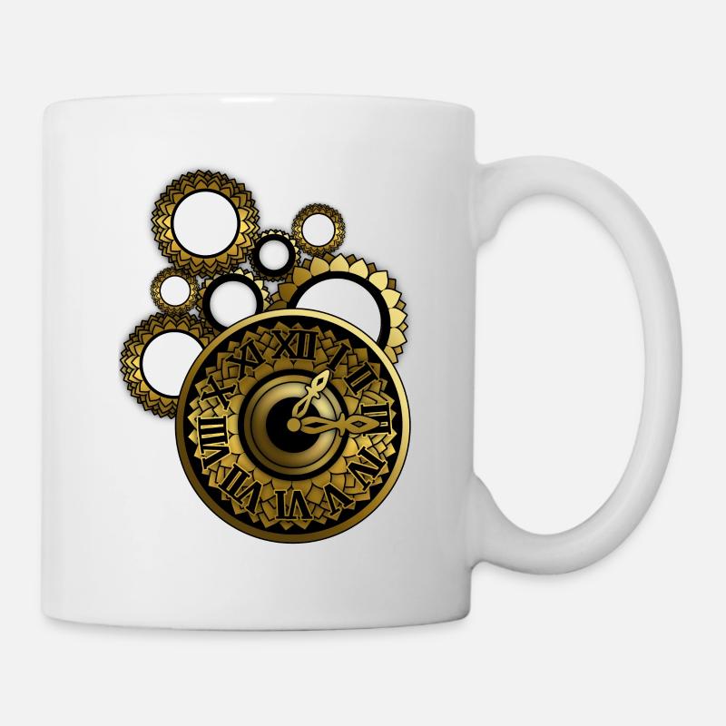 Uhr mit Uhrwerk - Tasse - Weiß
