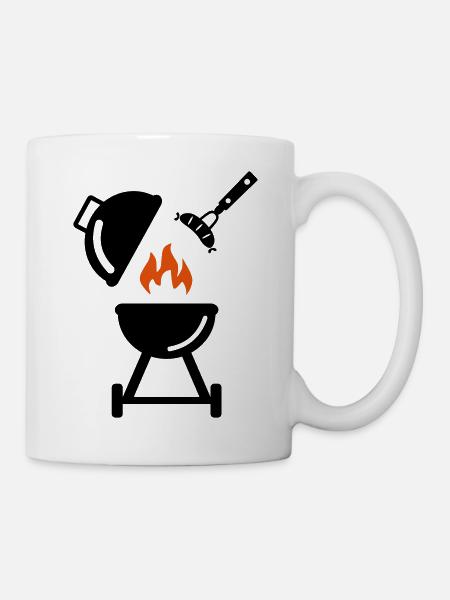 Grill mit Wurst - Tasse - Weiß