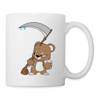 Cooler Teddy mit Sense Geschenkidee böse Kinder - Tasse - Weiß - Rechts