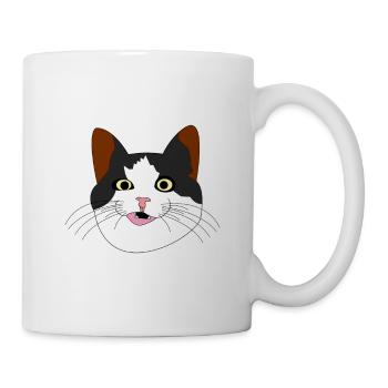Katze Katzenkopf - Tasse - Weiß - Rechts