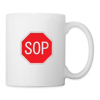 SOP Schild - Tasse - Weiß - Rechts