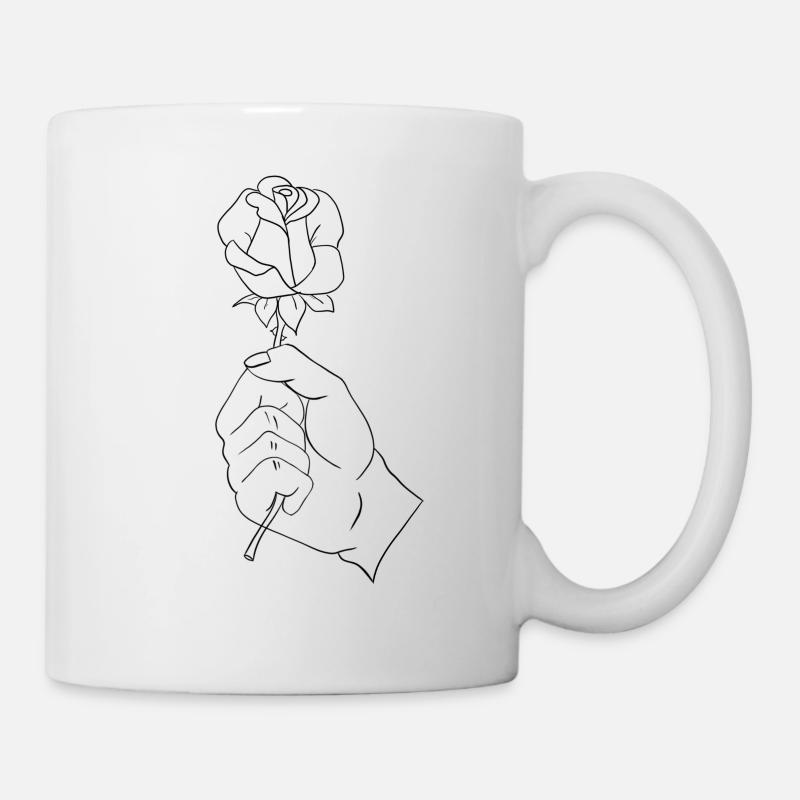 Rose in a hand - Mug - white