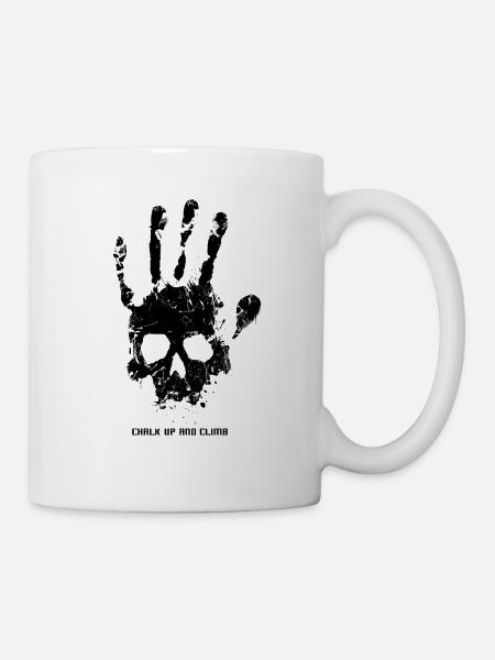 Bouldering climbing Skull hand - Mug - white