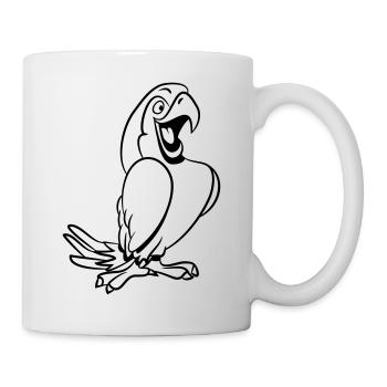 papagei_freude_1c - Tasse - Weiß - Rechts