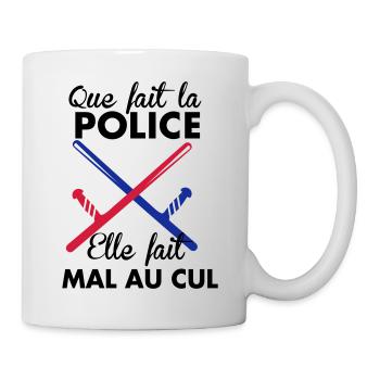 Elle fait quoi la Police... - Mug blanc - blanc - Droite
