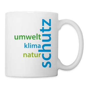 Klima-, Umwelt- und Naturschutz Schriftzug - Tasse - Weiß - Rechts