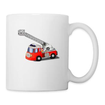 Camion de pompiers avec échelle rotative pour les fans de pompiers - Mug blanc - blanc - Droite
