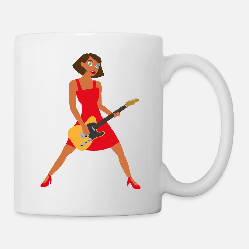 Gitarristin mit rotem Kleid - Tasse - Weiß