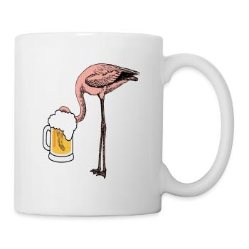 Flamingo mit Bier lustige Bilder Geschenkidee - Tasse - Weiß - Rechts