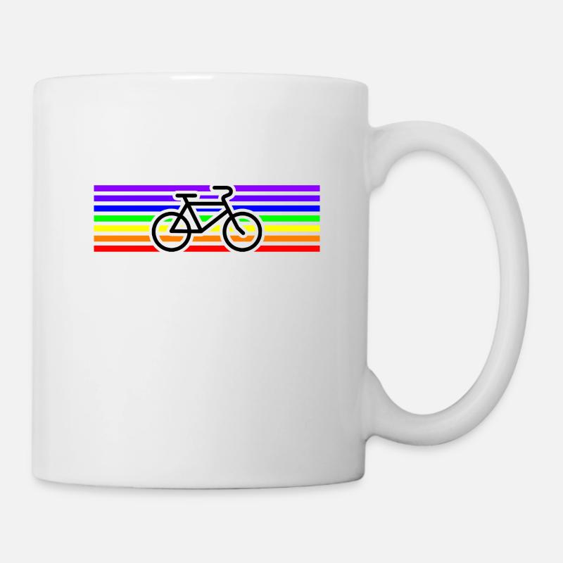 Fahrrad Regenbogen Frieden Geschenkidee - Tasse - Weiß