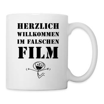 Herzlich willkommen im falschen Film Geschenkidee - Tasse - Weiß - Rechts