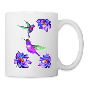 Colibris volant parmi les fleurs - Mug blanc - blanc - Droite