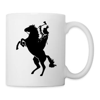 Indianer auf Pferd mit Tomerhawk - Tasse - Weiß - Rechts