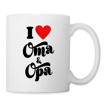 Ich liebe Oma und Opa Grosseltern Omi Opi Geschenk - Tasse - Weiß - Rechts