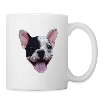 Tête de chien chiot bouledogue cadeau amoureux des chiens - Mug blanc - blanc - Droite